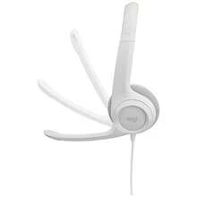 Logitech Auriculares con cable H390, llamada clara, control en línea conveniente, acolchado cómodo, efecto de sonido estéreo, micrófono de cancelación de ruido, brazo de micrófono giratorio, interfaz USB-A, blanco - Blanco - Ver 3