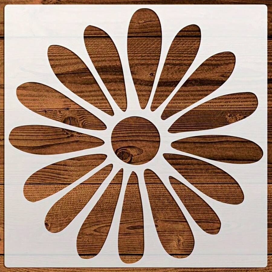 8Inch Large Daisy Stencil For DIY Crafts – Reusable & Washable Flower Stencil, PET Material, Perfect For Home Decor,Back To School,School Supplies - 8*8inch - View 1