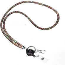 1pc Rhinestone Mesh Lanyard, Suitable For ID Card Badge Holder With Retractable Clip On Halter,School Supplies,Back To School - Multicolor - View 14