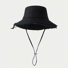 Cappello a secchiello stile coreano con bordo largo e frange metalliche, adatto a uomo e donna, ideale per attività all'aperto estive e protezione dal sole - Cachi - Visualizzare 10