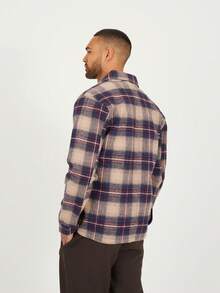 brave soul Checked Jacket With Collar - Navy Check - View 5
