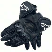 Alpinestars Motorcycle Gloves Genuine Leather Men's Motocross Racing Gloves GP Gloves Spring Autumn Touch Screen Moto - Black - View 4