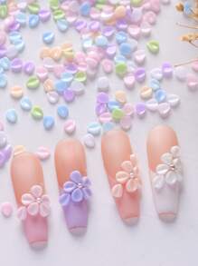 120pcs Petals Flower Nail Charms With Rhinestones And Pearls Floral Nail Art Accessories DIY Art Supplies For Women And Girls Nail Jewelry