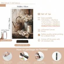 1 pièce Œuvre florale de style ferme rustique sans cadre - Marguerites blanches avec un bidon en fonte vintage, décoration murale en bois pour salon, chambre, bureau, etc. - Cadre en pin, cadeau parfait pour les vacances, affiches, décorations murales, décorations de pièce, moderne, botanique
