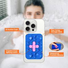 حامل هاتف محمول مغناطيسي بكوب شفط، قبضة لاصقة مانعة للانزلاق، حامل هاتف للاستخدام الحر في الحمام لهواتف آيفون 16/15/14/13/12، قابل للإزالة بلا يدين للتصوير الذاتي/الفيديو، متوافق مع آيفون، هواتف الأندرويد، هدية لعيد الميلاد، العائلة، الأصدقاء، حامل للهاتف، اكسسوارات الهاتف