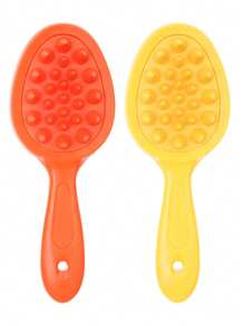 Cepillo desenredante de color caramelo en 1/2 piezas - Cepillo desenredante y cepillo de champú de mango largo con cerdas suaves de silicona para un masaje relajante del cabelludo, perfecto para uso diario en cabello húmedo o seco, adecuado para todo tipo de cabello incluyendo rizado y grueso