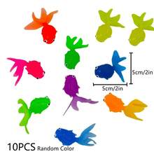10/11pcs Colorful Realistic Floating Goldfish, Foldable Kitten Water Bath Toy Set, Random Color Plastic Fish Aquarium Decorations, Cat Bathing Playset