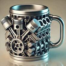 1pc V Engines Stainless Steel Cup, Resin Engine Design Mug - Multicolor - View 7