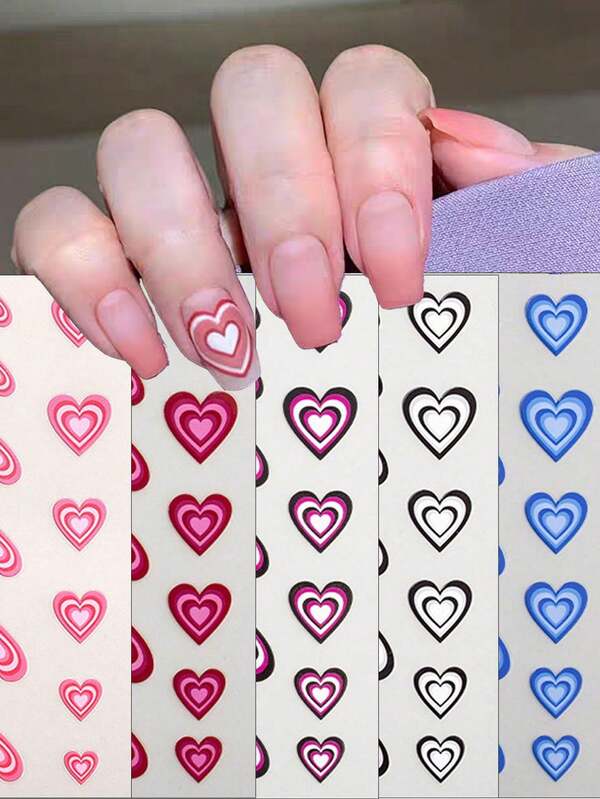 1PC Valentine's Ombre Heart French Nail Stickers | Self-Adhesive Long-Lasting Nail Art | Girly Manicure (Date Night Design)