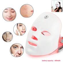 Elektrische Gesichtsmaske mit 7 Farb-LED, LED-Phototherapie-Schönheitsmaske, Hautverjüngung, Lifting, aufladbar mit 400mAh Akku
