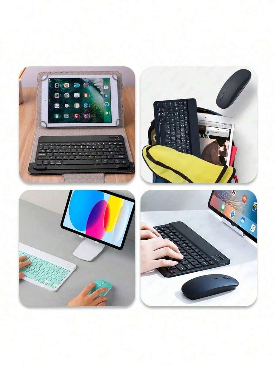 Macaron Color Wireless Bluetooth Keyboard And Mouse Kit Suitable For PC, IPad, Tablet And Notebook - Black - View 1
