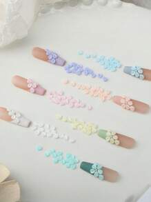 120pcs Petals Flower Nail Charms With Rhinestones And Pearls Floral Nail Art Accessories DIY Art Supplies For Women And Girls Nail Jewelry