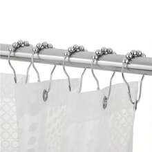 6/12/24 piezas Ganchos de cortina de ducha de acero inoxidable resistente a la oxidación - Ganchos decorativos de cortina de baño de níquel pulido para barras de ducha | Accesorios para renovación de baño, decoración de otoño, artículo esencial para el hogar, decoración de baño, accesorios de baño, de vuelta a la escuela