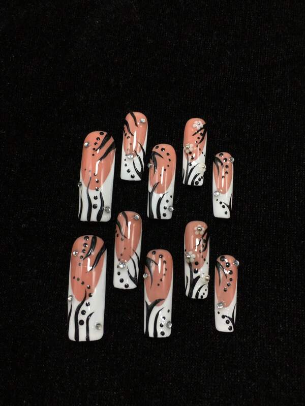 10 Pieces Of Handmade Armor With Hand-Painted Stripes, Spots, Small Flowers, And Diamonds, Simple, Elegant, And Minimalist, Can Be Worn Repeatedly