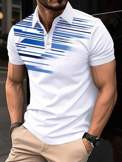 Camicia da uomo in stile boyfriend, con stampa digitale, traspirante e comoda, perfetta per attività casual all'aperto