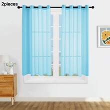 1 tấm/2 tấm rèm mỏng trong suốt, có nhiều kích cỡ, đầu khoen kim loại, vải mỏng thanh lịch cho phòng khách, phòng ngủ, trang trại, cửa sổ nhà bếp nhà hàng, màu xanh da trời - Màu xanh da trời - Xem 20