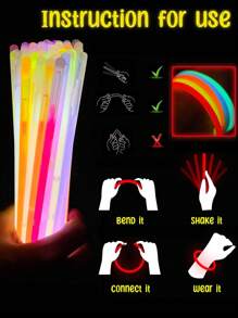 10/50/100 piezas Varitas luminosas de 8 pulgadas, suministros de fiesta que brillan en la oscuridad, regalos de fiesta con varitas luminosas, decoraciones de fiesta con brillo, collares y pulseras fluorescentes con conectores, perfectos para cumpleaños, bodas, fiestas, Halloween, Navidad y festivales - Suministros de fiesta con brillo que brillan en la oscuridad