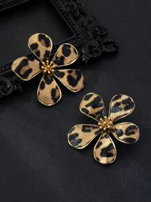 1 Paar plüschige Leoparden-Blumen Ohrringe, modisches, zierliches, einzigartiges Design, personalisierbar, vielseitig für täglichen Gebrauch und Tragen, Herbst/Winter