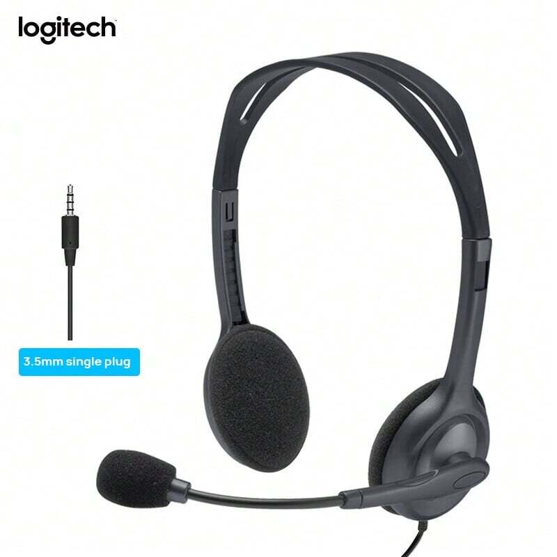 Logitech Auriculares H111 Sonido estéreo Llamadas en tiempo real Ligeros y cómodos Micrófono con cancelación de ruido Micrófono ajustable Jack de una sola línea de 3,5 mm
