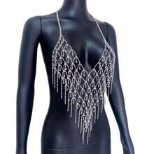 Fashionable Sexy Hollow Tassel Body Chain Crop Top, Shiny Body Chain Top Suitable For Women For Daily Wear Or Party - Body Chain - View 8