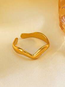 1 Stück Edelstahl 18 Karat vergoldeter verstellbarer V-förmiger Wellering, elegant und modisch für Frauen, geeignet für den täglichen Gebrauch, Anlässe, Dates, hochwertiges Accessoire