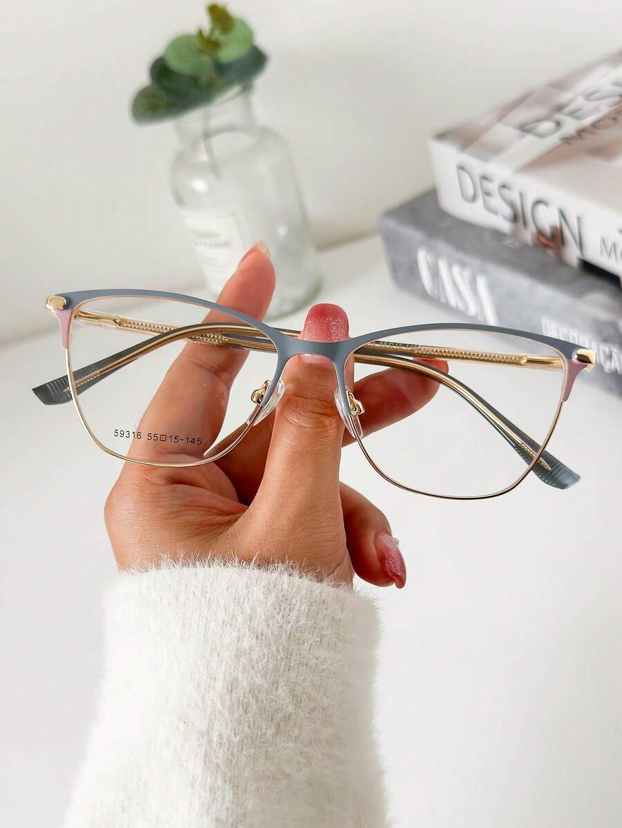 MELINDA MODA Women's Metal Fashion Eyeglasses Frame - 藏蓝色 - 查看 1