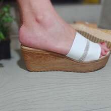 Sandalias de plataforma no muy altos    Bohemio    Diamante de imitación      Fiesta  Oficina  Playa  Boda  Casa  primavera verano - Blanco - Ver 4