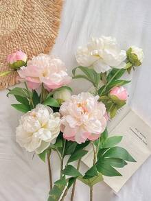 1/3PCS 26.77inch Long Stem Silk Peony Artificial Flower, Suitable For DIY Wedding Flower Wall, Scene Layout, Living Room Bedroom Vase Flower Art, Party, Home Decoration, Desktop Filler, Office Decoration, Mother's Day Gift, Graduation Decoration, Rose - Multicolor - View 4