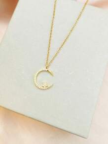 1 pièce Ensemble de collier de strass élégant avec étoiles et lune, chaîne claviculaire simple et raffinée pour femmes, convient pour les fêtes et les cadeaux, adapté pour un port quotidien ou festif, convient pour les voyages et les vacances
