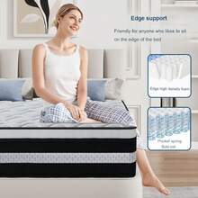 Materasso 160x200 cm - Memory foam - Molle insacchettate - Comfort equilibrato - Traspirante - 8 zone - (160x200x26cm) - Bianco e nero - Visualizzare 4