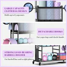 Dumbbell Rack Stand Multifunctional Weight Rack For Dumbbells Yoga Mat Fascia Roller Kettlebell And Yoga Block PowderCoated Steel Dumbbell Stand With Wheels And Hooks - DeepBlack - View 3