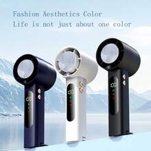 Ventilador de mão com refrigerador de gelo, ventilador pessoal recarregável de 3000 mAh, velocidade ajustável de 0 a 100, supermini e potente, ventilador de mão portátil para viagens, atividades ao ar livre, escritório, trabalho, cor marfim