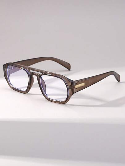 1pc Men's Retro Double Bridge Casual Street Style Non-Prescription Glasses, Versatile Daily Accessory