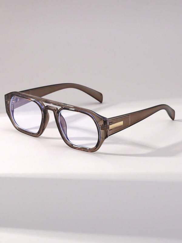 1 pieza Gafas casuales de estilo callejero retro con doble puente para hombre, accesorio versátil para uso diario sin receta