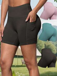 3pcs/Set Women Outdoor Sports Cycling Shorts With Pockets - Multicolor - View 4