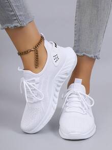 STEPREACH Fall/Winter Women's Casual Sports Shoes, Mesh Fabric, Breathable And Comfortable, Lightweight Lace-Up Solid Color Pink/Bright Color, Anti-Slip & Durable,Sneakers For Women