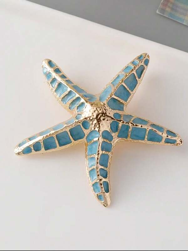 1pc Stylish Exquisite Starfish Brooch, Suitable For Women On Any Occasion, Holiday Gift