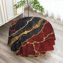 1 件大理石图案几何印花桌布,现代涤纶矩形/圆形防水桌布,数码印花,适用于客厅、家居、户外餐厅、小圆桌 - 彩色 - 查看 15