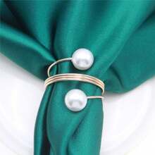 Pearl Napkin Rings, Napkin Holder,Wedding Table Setting, Elegant Pearl Design Metal Napkin Ring Set For Wedding Dinner Decoration, Faux Pearl Metal Decorations For Weddings, Parties And Banquets, Hotel Wedding Table Napkin Rings, The Surface Material Is Shiny, Adding Luxury To The Table Setting,Festival Family Gathering, Kitchen Dining Table Decor,Picnics, Dinner Party.