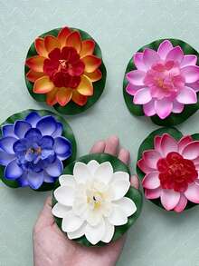 1/2Pcs Realistic White Simulated Lotus Flowers, Artificial Lotus Flowers With Green Leaves, Artificial Floating Pool Flowers, Durable Plastic Fake Water Lilies.Suitable For Wedding Decor, Home Decor, Living Room Decorations, Room Decor, Flower Arrangements In Vases, Photography Props, Outdoor Decor, Garden Decor, Pond Decor And Party Decor, Floating In Flower Ponds, Pond Plant Decorations, And Water Decorations For Ponds And Aquariums. - White - View 5