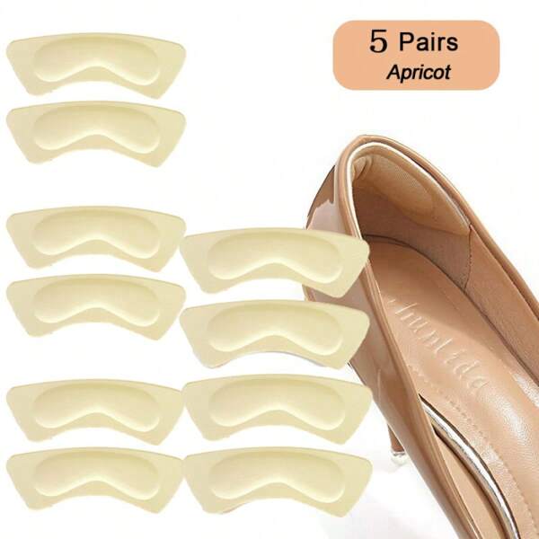 5 Pairs Heel Stickers Heel Grips, Liner Heel Cushion Pads Inserts For Loose Shoes, Heel Cushion Pads, Self-Adhesive Shoe Insoles Foot Protector, Prevent Slippery And Wear-Resisting Heel Grips