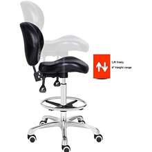 Adjustable Stools Drafting Chair With Backrest Foot RestTilt Back Peneumatic Lifting Height Swivel Seat Rolling Wheels For Studio Dental Office Home Desk Chairs Black - Black - View 5