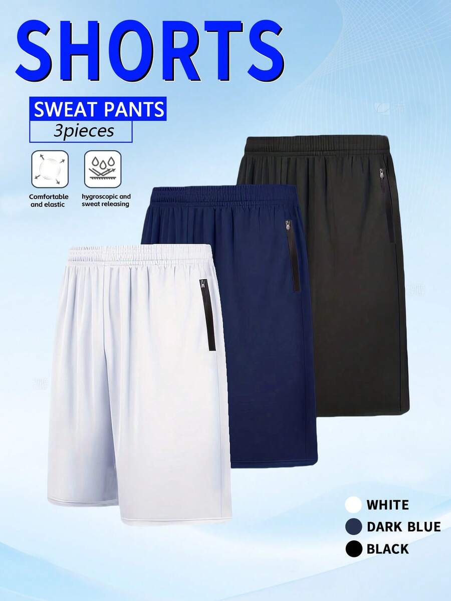 3pcs Men's Casual Sports Shorts, Suitable For Outdoor, Basketball, Running, Fitness
