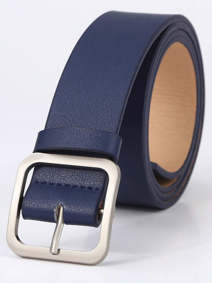 1 chiếc thắt lưng da PU khóa vuông dành cho nữ, màu xanh navy, thích hợp để đeo hàng ngày, mùa hè, mùa thu, mùa lễ hội Halloween - Màu xanh hải quân - Xem 1