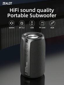 ZEALOT S32 Microfono senza fili portatile e altoparlante, altoparlante senza fili impermeabile IPX5 da 10W con bassi ultra profondi, batteria da 1800mAh, 8 ore di audio stereo di alta qualità, compatibile con scheda SD/USB/AUX/connessione in serie, può connettersi a smartphone/tablet/computer/TV, adatto per uso esterno/domestico - nero - Visualizzare 3