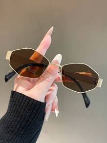 1/2 pièces Lunettes de style chic à monture métallique en forme de losange, convenant à l'usage quotidien et aux activités de plein air pour l'été, les vacances à la plage, les sorties en extérieur et les voyages