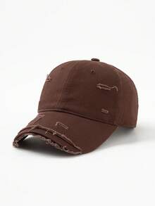 1pc Men Solid Color Distressed Baseball Cap, Suitable For Spring And Summer Sun Protection And Daily Wear - Multicolor - View 12
