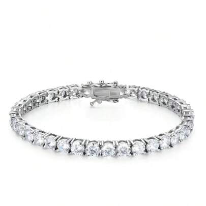 Elegant Moissanite Tennis Bracelet 2025 New Design, White Gold Plated, Perfect Gift For Any Occasion
