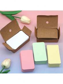 100pcs/Box Retro Solid Color Mini Cards, Postcard, Graffiti, English Word Cards, Student Writing Bookmarks, Blank Index Cards, Complete Set,School Supplies,Back To School - Multicolor - View 8