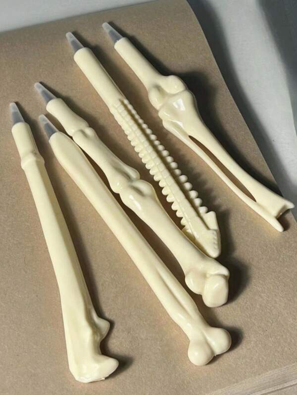 5-Piece Bone-Shaped Ballpoint Pens: Black Ink, Finger Pens, Nurse/Doctor Pens - Office Supplies, Writing Instruments, Gifts For Students And Professionals Back To School